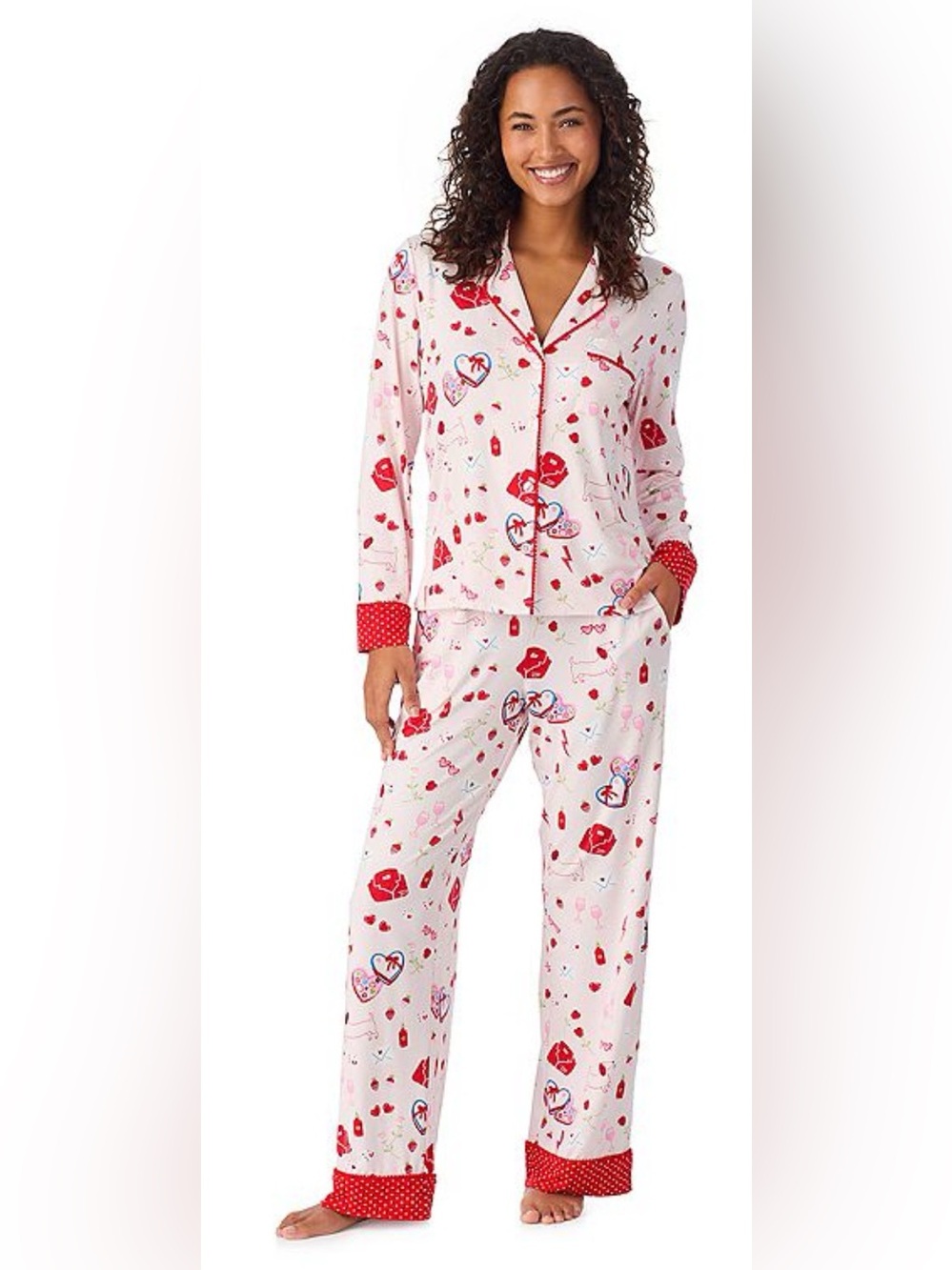 Women’s Pink & Red Galentine Heart & Dog Pajama Set- Size XXL New